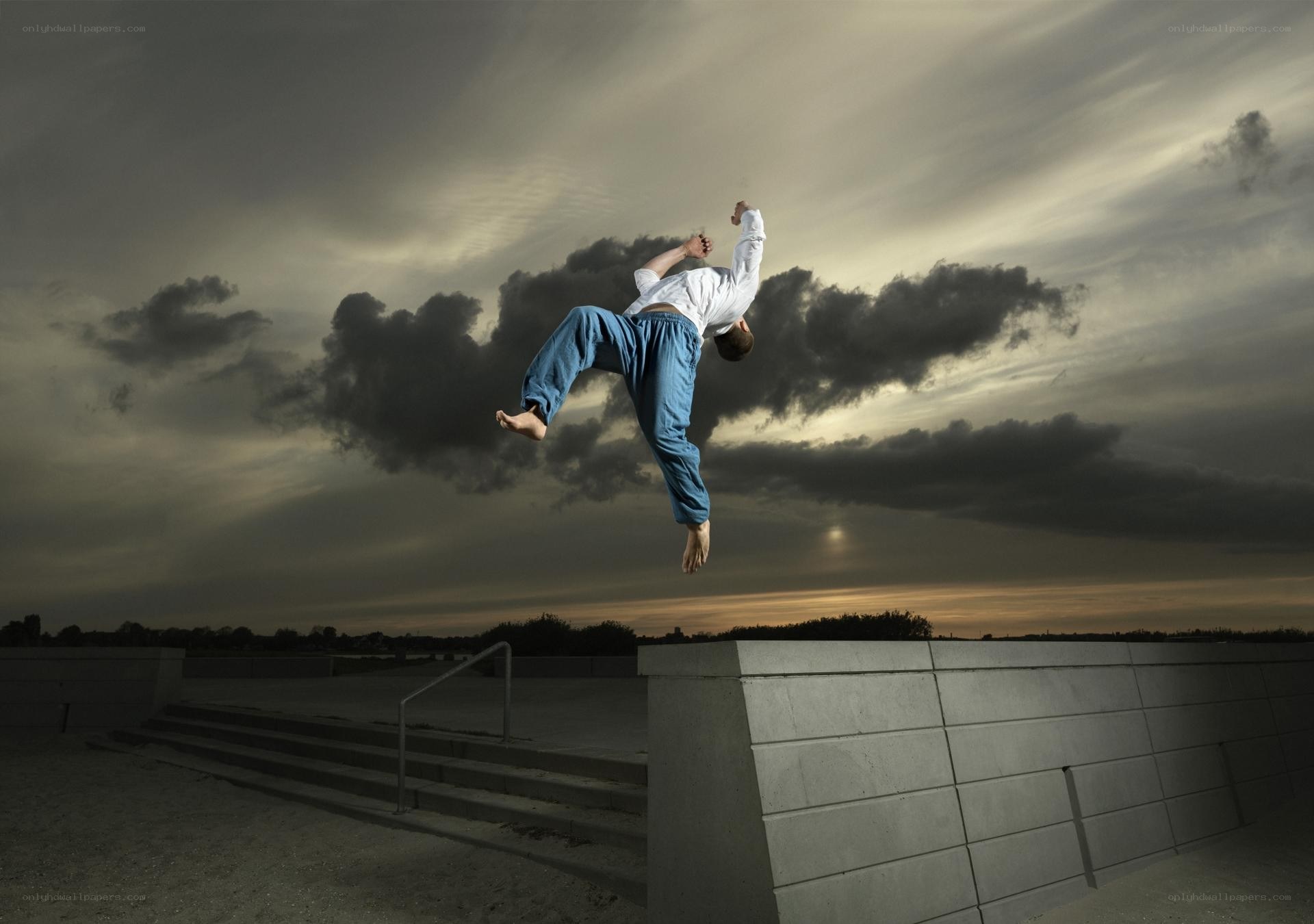 person jumping mid-air