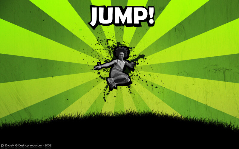 person jumping on green background