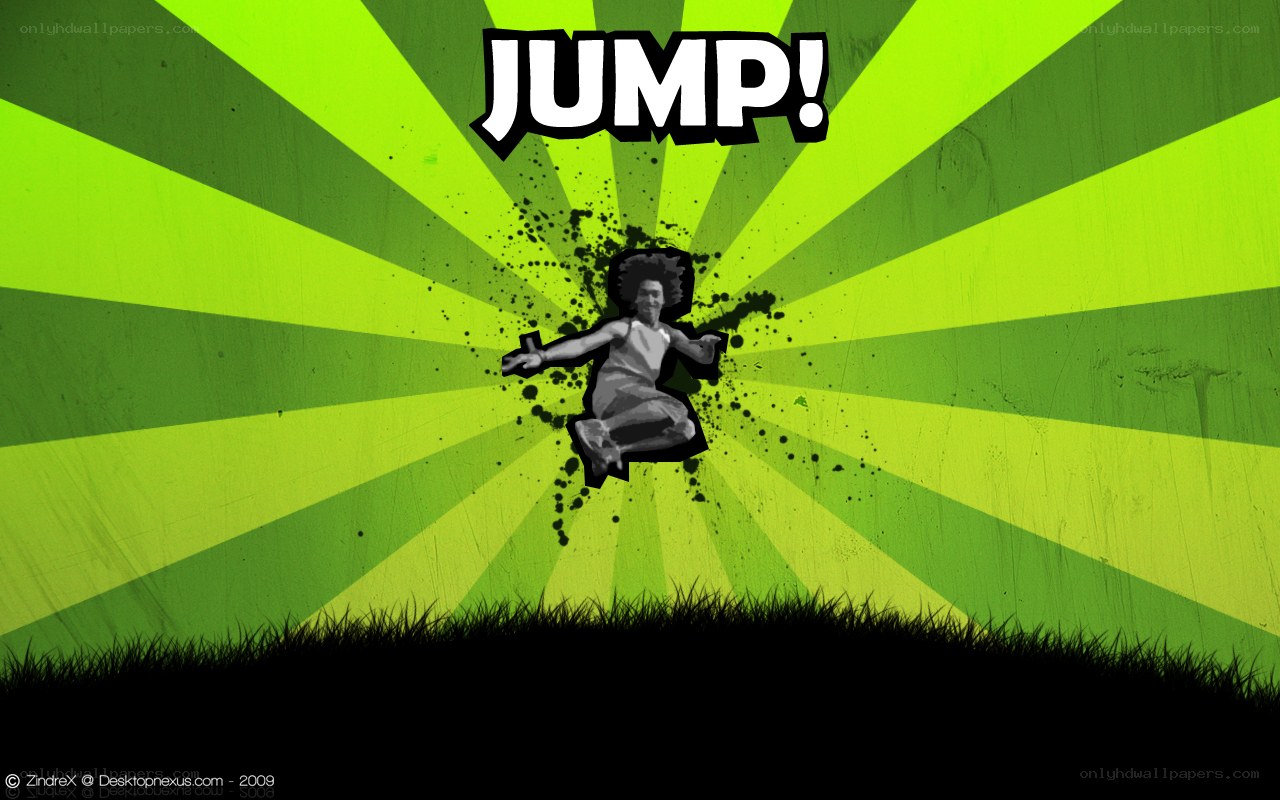 person jumping on green background