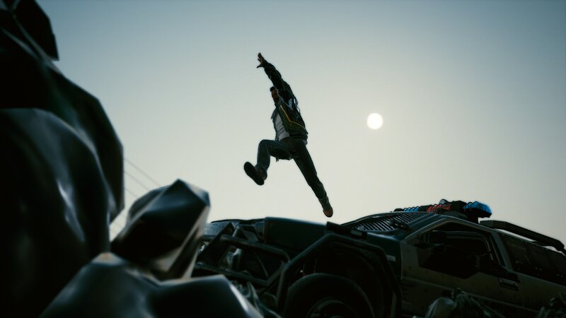 Person Jumping over Cars