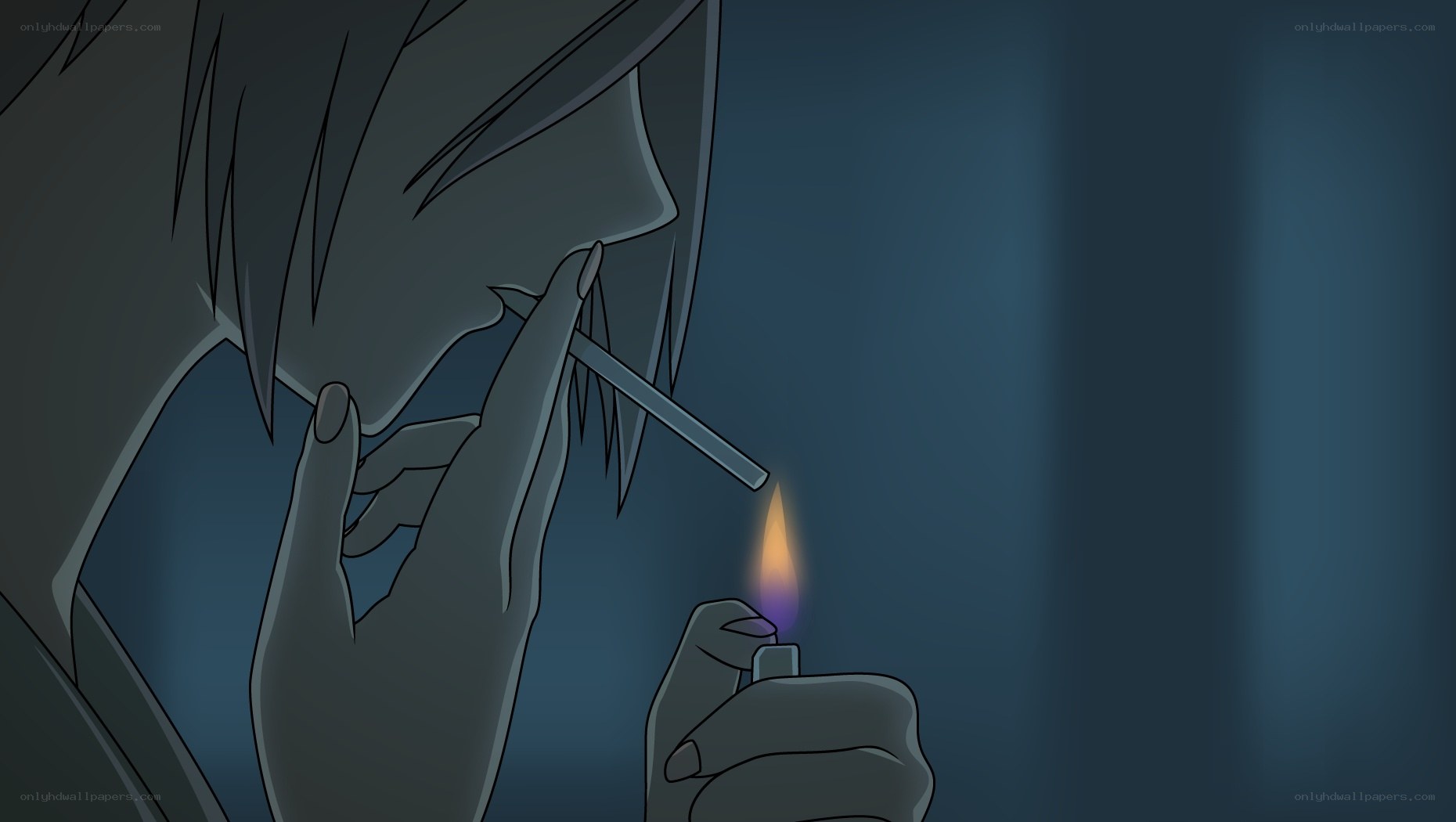 person lighting a cigarette
