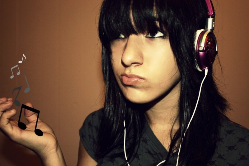 person listening to music