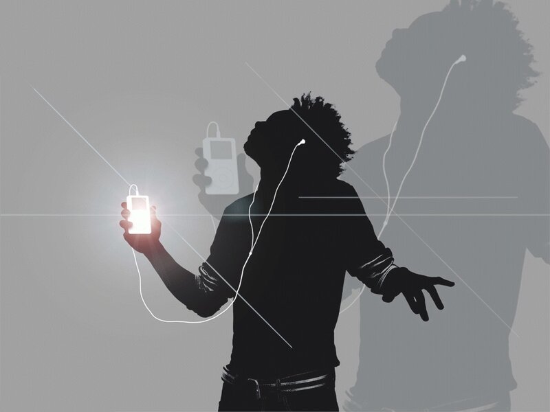 person listening to music