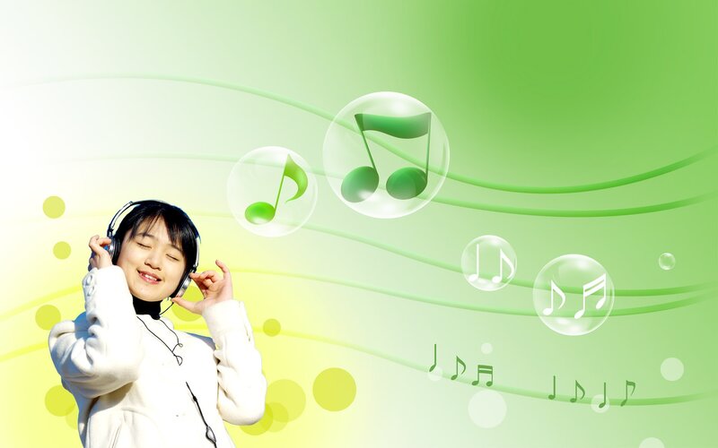 Person Listening to Music — Green