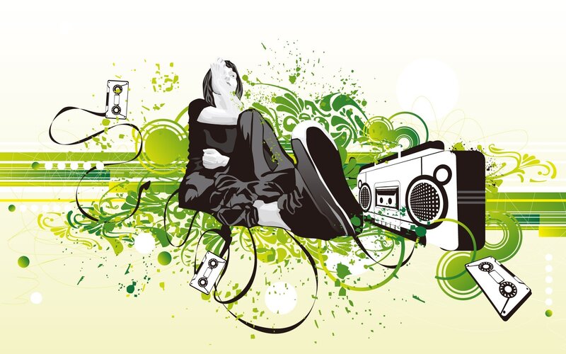 person listening to music with boombox