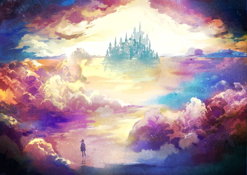 Person Looking at Castle — Purple