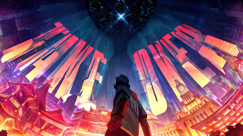Person Looking at City — Red