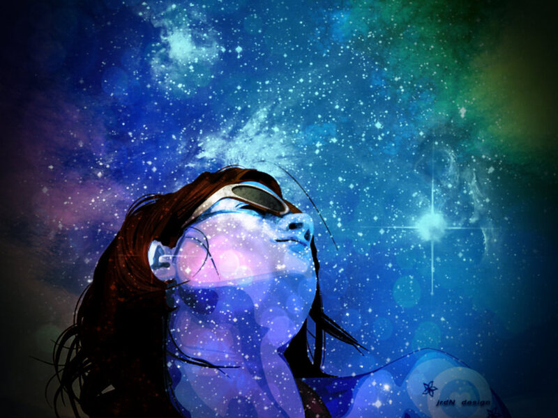 Person Looking at Stars