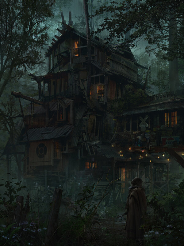 Person Looking at Treehouse