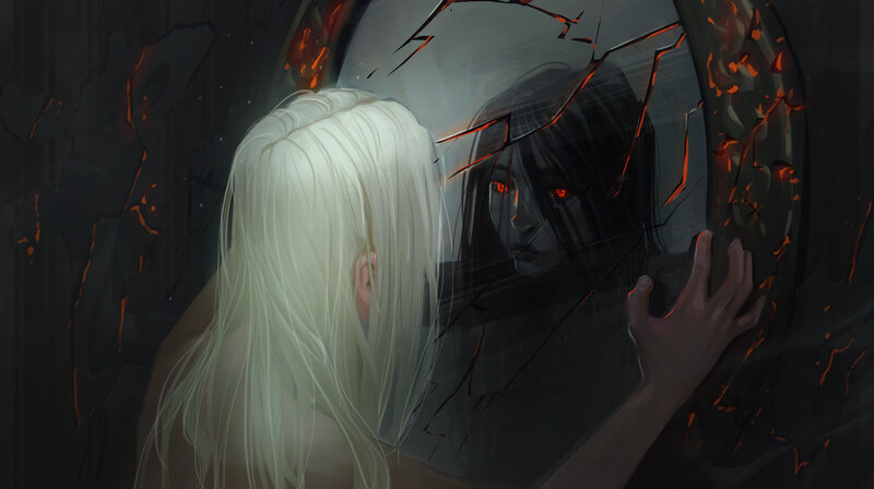Person Looking in Mirror