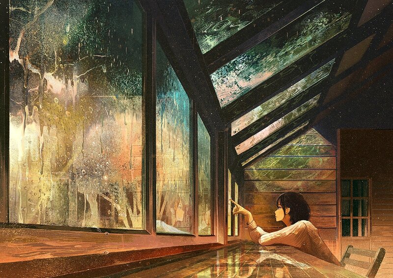 Person Looking Out Window — Brown