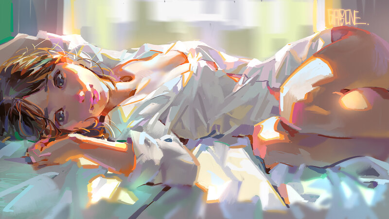 Person Lying in Bed — White