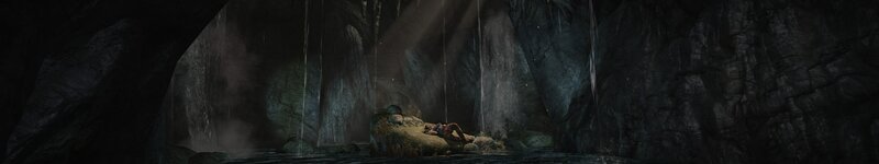 Person Lying in Cave