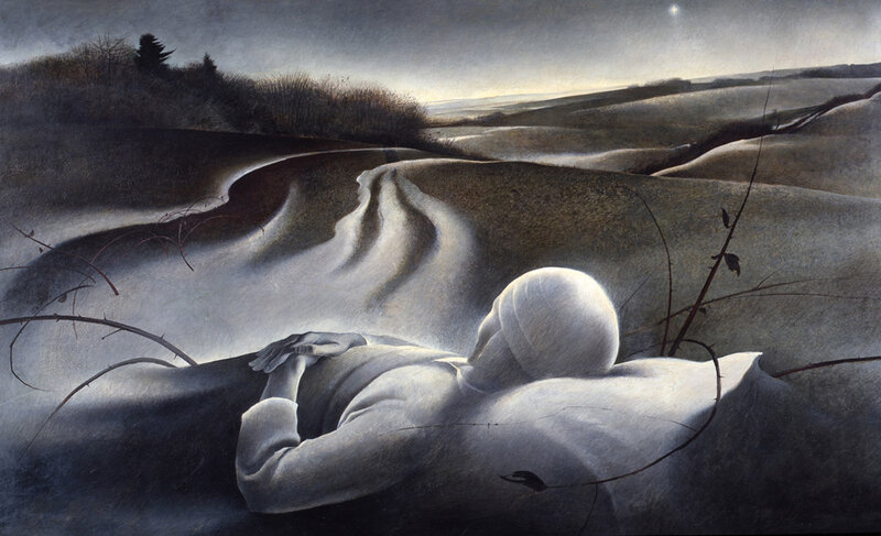 Person Lying in Field — Gray
