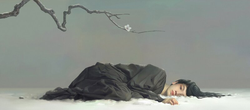 Person Lying in Snow — White, Serene