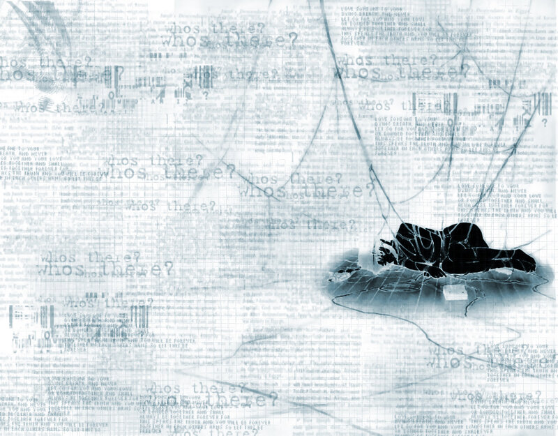 person lying on cracked glass