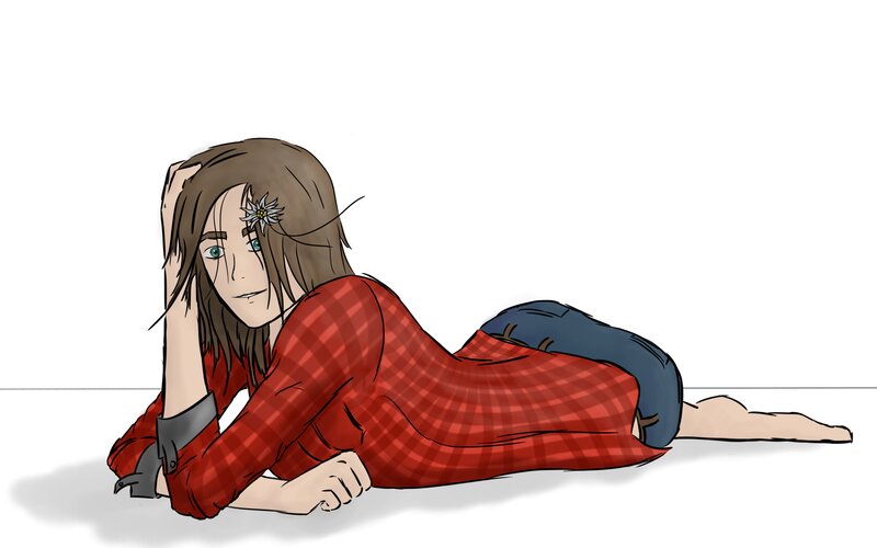 Person Lying on Floor — Red, Calm