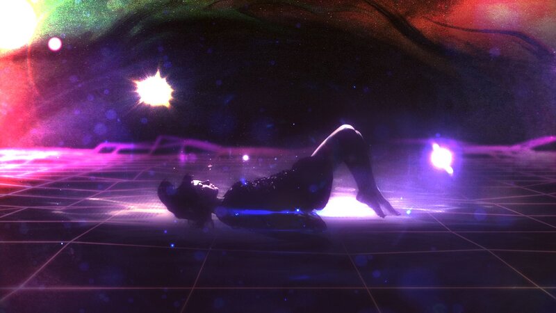 Person Lying on Grid Floor