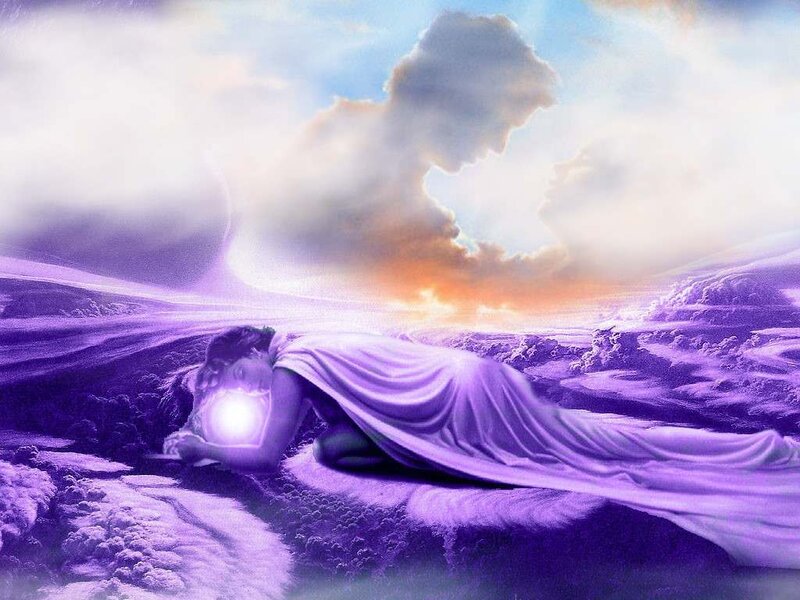 Person Lying on Purple Ground — Serene