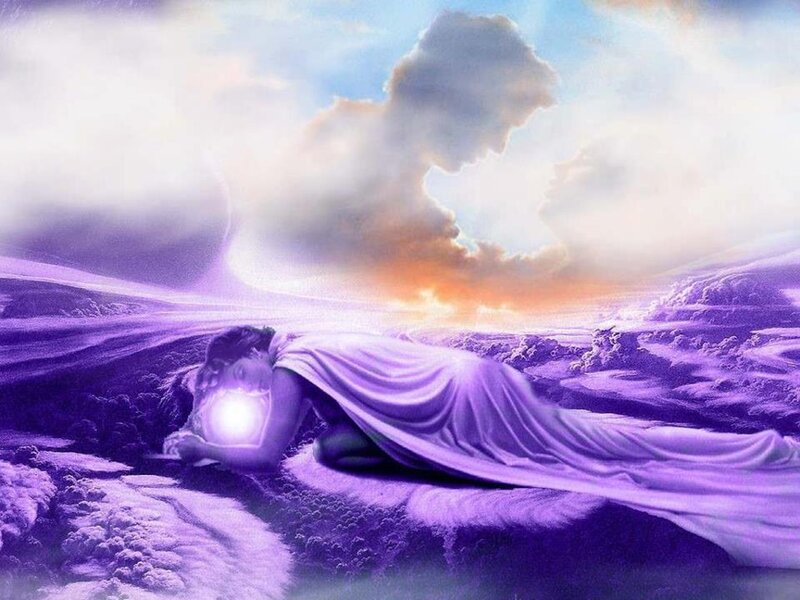 Person Lying on Purple Ground