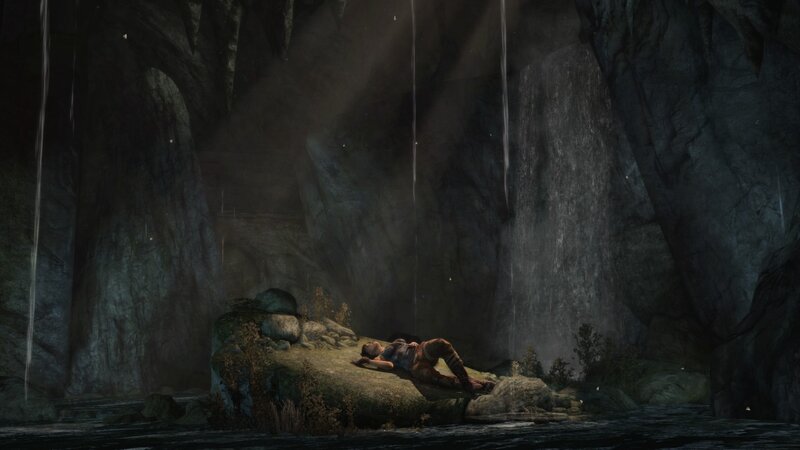 Person Lying on Rock