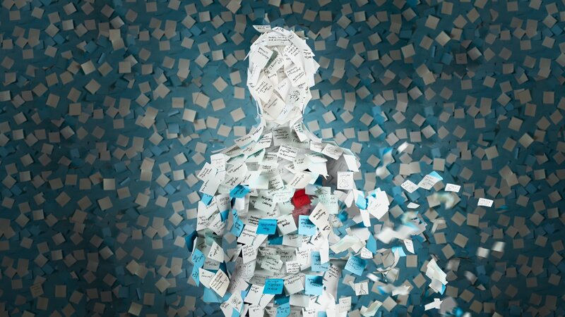 person made of sticky notes