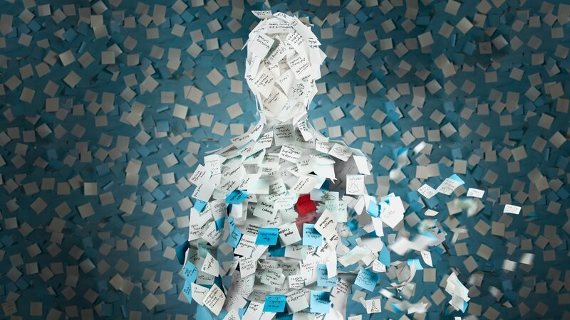 Person Made of Sticky Notes — Blue, Abstract