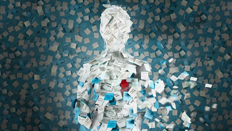 Person Made of Sticky Notes — White