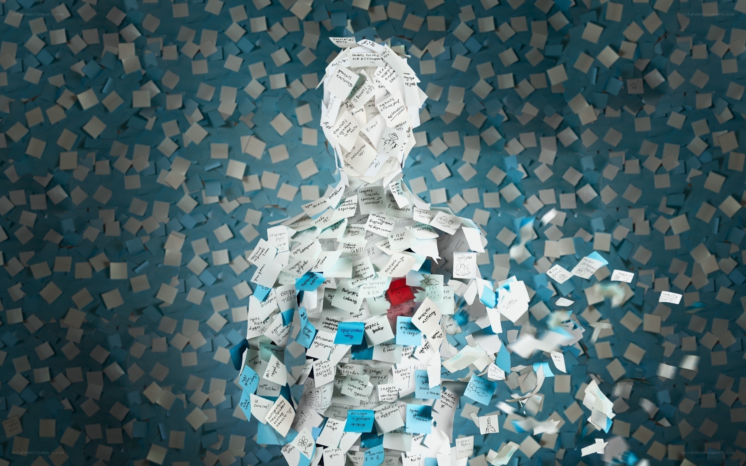 person made of sticky notes