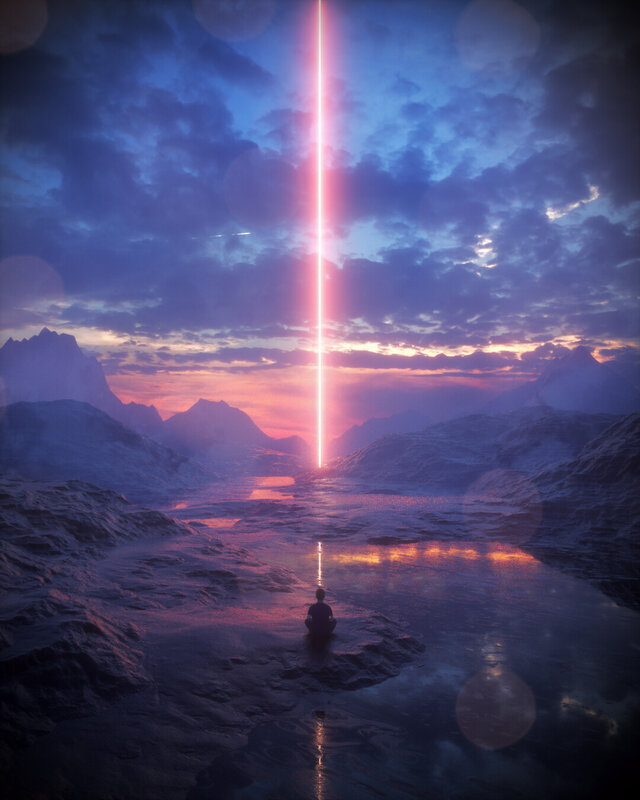 Person Meditating in Desert