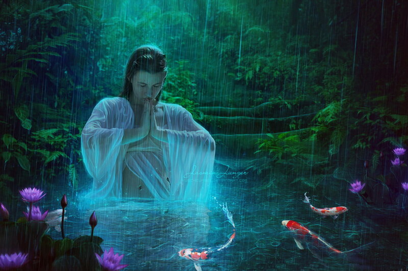 Person Meditating in Pond