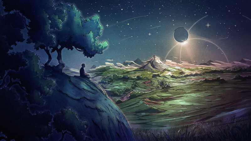 Person Meditating on Hill