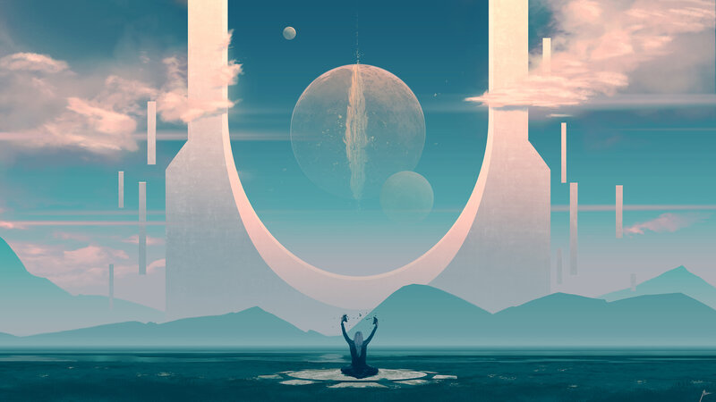 Person Meditating on Shore