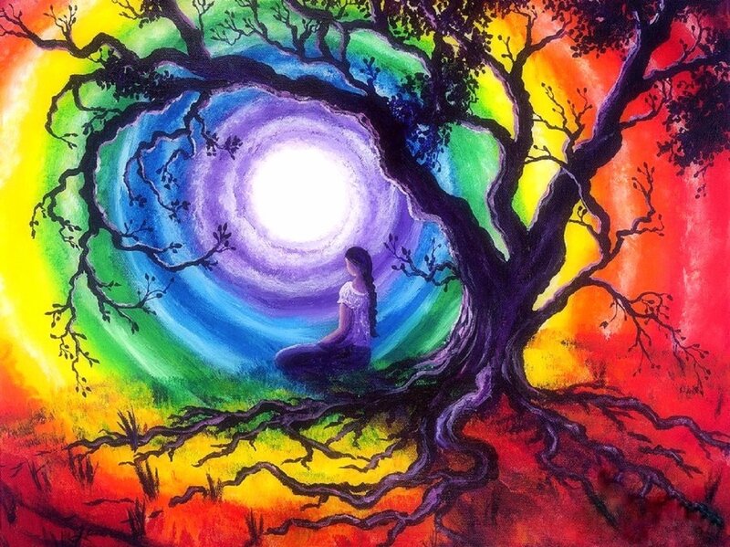 Person Meditating under Tree