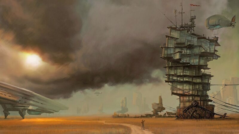 Person Near Airship Tower — Brown