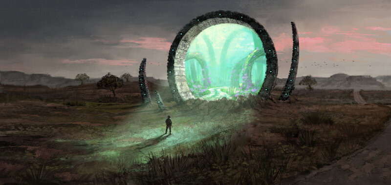Person Near Alien Portal