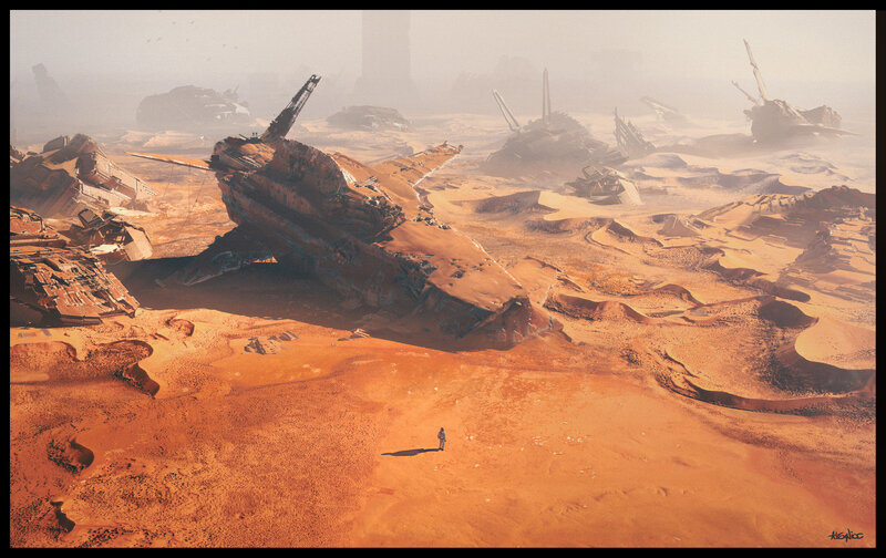 Person Near Crashed Ship — Orange