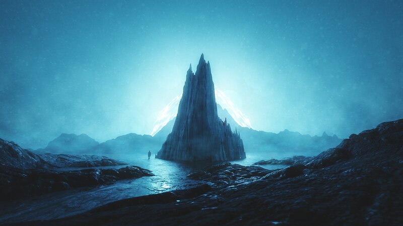 Person Near Ice Spire