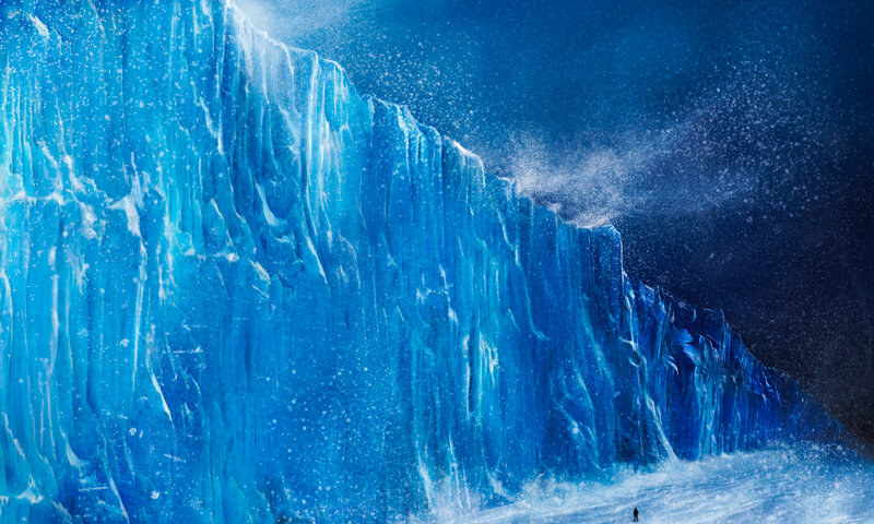 Person Near Ice Wall