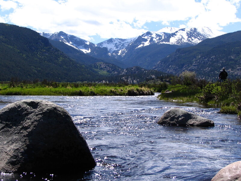 Person Near Mountain River