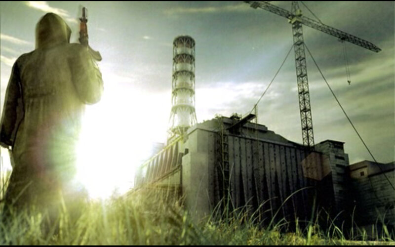 person near nuclear plant