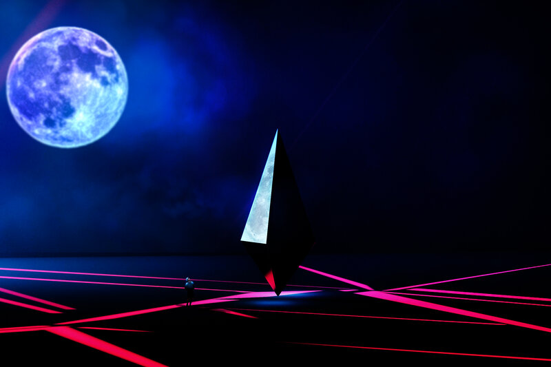 Person Near Pyramid Structure