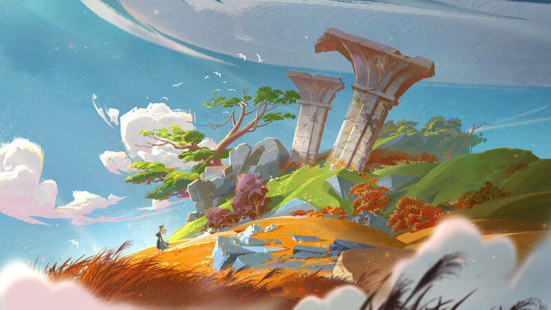 Person Near Ruins