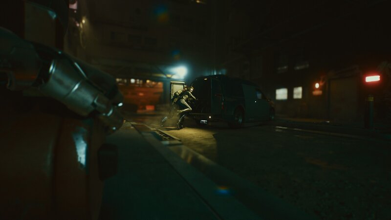 Person Near Van at Night