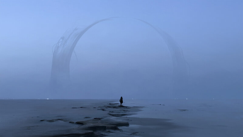 Person on a Beach — Blue