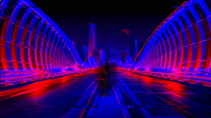 Person on a Bridge — Blue, Dramatic, Night