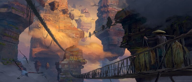Person on a Bridge — Orange