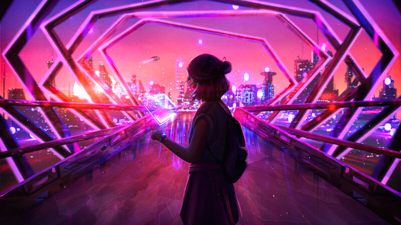 Person on a Bridge — Purple