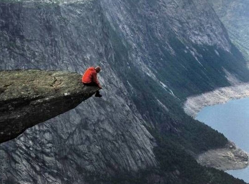 Person on a cliff edge