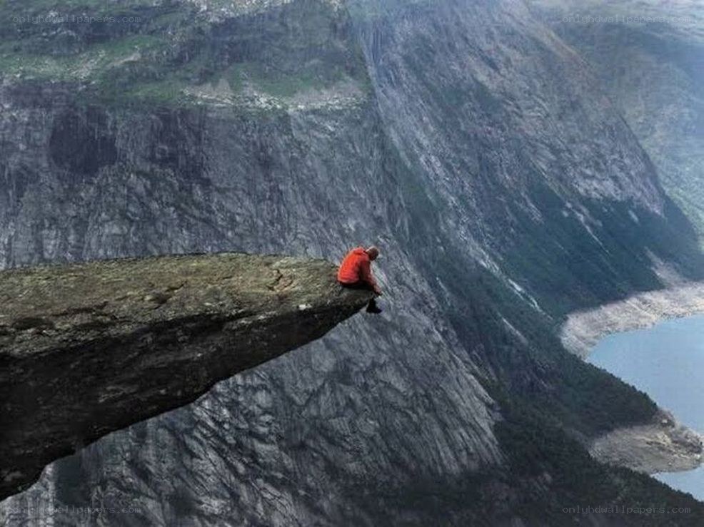 person on a cliff edge